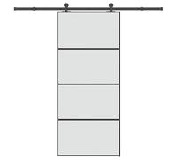 vidaXL Puerta corredera con set herrajes vidrio ESG aluminio 90x205 cm