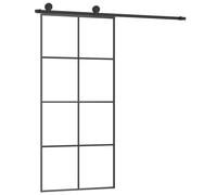 vidaXL Puerta Corredera con Set Herrajes Accesorio Herramienta Rieles Granero Ajustable Guía Piso Hogar Interior Vidrio ESG Aluminio