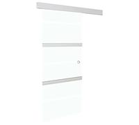vidaXL Puerta Corredera con Topes Suaves Deslizante Moderna Sala de Estar Salón Baño Cristal Ahorra Espacio Vidrio ESG Aluminio Plateado 76x205 cm