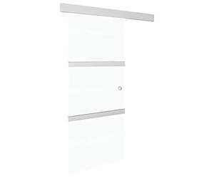vidaXL Puerta Corredera con Topes Suaves Deslizante Moderna Sala de Estar Salón Baño Cristal Ahorra Espacio Vidrio ESG Aluminio Plateado 76x205 cm