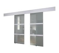 vidaXL Puerta Corredera Deslizante Moderna Salón Doble Cristal Aluminio Blanco
