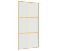 vidaXL Puerta corredera dorada de vidrio ESG esmerilado y aluminio