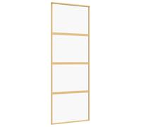 vidaXL Puerta Corredera, Puerta Corrediza, Panel de Privacidad, Puerta Decorativa para Granero Hogar, Vidrio ESG Transparente y Aluminio Dorada