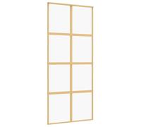 vidaXL Puerta Corredera, Puerta Corrediza, Panel de Privacidad, Puerta Decorativa para Granero Hogar, Vidrio ESG Transparente y Aluminio Dorada