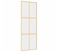 vidaXL Puerta corredera dorada de vidrio ESG transparente y aluminio, puertas corredizas, puerta corrediza de granero, puerta corredera interna
