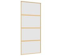 vidaXL Puerta Corredera, Puerta Corrediza, Panel de Privacidad, Puerta Decorativa para Granero Hogar, Vidrio ESG Esmerilado Aluminio Dorada