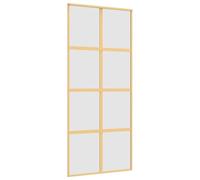 vidaXL Puerta corredera dorada vidrio ESG esmerilado aluminio 90x205cm