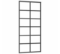 vidaXL Puerta Corredera Entrada Corrediza Deslizante Cuarto de Baño Hogar Sala de Estar Salón Habitación ESG Vidrio y Aluminio 90x205 cm Negro