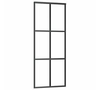vidaXL Puerta Corredera Entrada Corrediza Deslizante Hogar Cuarto de Baño Sala de Estar Salón Habitación ESG Vidrio y Aluminio 76x205 cm Negro