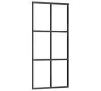 vidaXL Puerta Corredera Entrada Corrediza Deslizante Hogar Cuarto de Baño Sala de Estar Salón Habitación ESG Vidrio y Aluminio 90x205 cm Negro