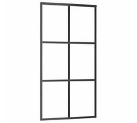 vidaXL Puerta Corredera Entrada Corrediza Deslizante Hogar Cuarto de Baño Salón Sala de Estar Habitación ESG Vidrio y Aluminio 102x205 cm Negra