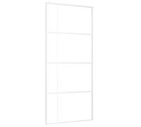 vidaXL Puerta corredera ESG vidrio y aluminio blanca 90x205 cm