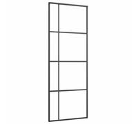 vidaXL Puerta corredera ESG vidrio y aluminio negra 76x205 cm