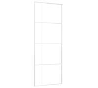 vidaXL Puerta Corredera Herrajes Entrada Corrediza Deslizante Cuarto de Baño Salón Sala de Estar Habitación ESG Vidrio y Aluminio Blanca 76x205 cm