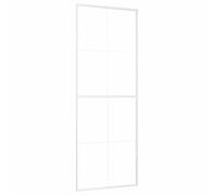 vidaXL Puerta Corredera Herrajes Entrada Corrediza Deslizante Cuarto de Baño Salón Sala de Estar Habitación ESG Vidrio y Aluminio Blanca 76x205 cm