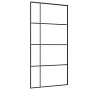 vidaXL Puerta Corredera Herrajes Entrada Corrediza Deslizante Cuarto de Baño Salón Sala de Estar Habitación ESG Vidrio y Aluminio Negra 102,5x205 cm