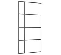 vidaXL Puerta Corredera Herrajes Entrada Corrediza Deslizante Cuarto de Baño Salón Sala de Estar Habitación ESG Vidrio y Aluminio Negra 102,5x205 cm