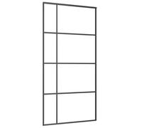 vidaXL Puerta Corredera Herrajes Entrada Corrediza Deslizante Cuarto de Baño Salón Sala de Estar Habitación ESG Vidrio y Aluminio Negra 102,5x205 cm