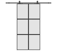 vidaXL Puerta corredera herrajes negro 102,5x205 cm vidrio templado, puerta corrediza sobre riel, puerta corrediza interna, puerta corrediza interior