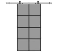 vidaXL Puerta corredera herrajes negro 102,5x205 cm vidrio templado, puerta interior, puerta corrediza de granero, puerta corrediza interior