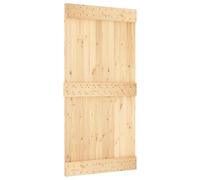 vidaXL Puerta Corredera NARVIK Natural y negro 100 x 210 cm (213,5 cm), Tira de puerta corrediza moderna, granja funcional, riel de madera para decorar y dividir espacios interiores