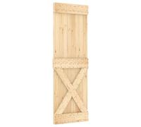 vidaXL Puerta Corredera NARVIK Natural y negro 70 x 210 cm (152,5 cm), Tira de puerta corrediza moderna, granja funcional, riel de madera para decorar y dividir espacios interiores