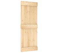 vidaXL Puerta Corredera NARVIK Natural y negro 80 x 210 cm (152,5 cm), Tira de puerta corrediza moderna, granja funcional, riel de madera para decorar y dividir espacios interiores