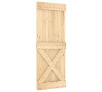vidaXL Puerta Corredera NARVIK Natural y negro 80 x 210 cm (152,5 cm), Tira de puerta corrediza moderna, granja funcional, riel de madera para decorar y dividir espacios interiores