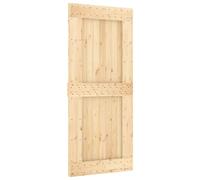 vidaXL Puerta Corredera NARVIK Natural y negro 90 x 210 cm (213,5 cm), Tira de puerta corrediza moderna, granja funcional, riel de madera para decorar y dividir espacios interiores