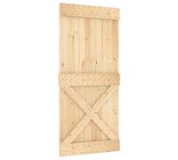 vidaXL Puerta Corredera NARVIK Natural y negro 95 x 210 cm (213,5 cm), Tira de puerta corrediza moderna, granja funcional, riel de madera para decorar y dividir espacios interiores