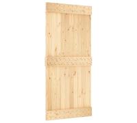 vidaXL Puerta Corredera Narvik Natural y Negro 95 x 210 cm (213,5 cm), Tira de Puerta corrediza Moderna, Granja Funcional, riel de Madera para Decorar y Dividir Espacios Interiores