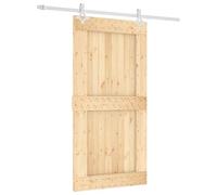 vidaXL Puerta Corredera Natural y Blanco 100 x 210 cm, Divisor de ambientes moderno, panel de pino, puerta corredera estilosa, espacio optimizado en casa