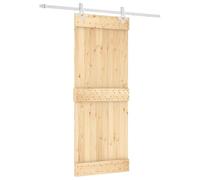 vidaXL Puerta Corredera Natural y Blanco 80 x 210 cm, Puerta de madera chic, separador de ambientes moderno, panel deslizante rectangular, divisor práctico para el hogar