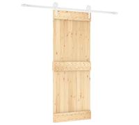 vidaXL Puerta Corredera Natural y Blanco 80 x 210 cm, Sala, Puerta Deslizante Moderna Rectangular, Kit Mejoras Estilo, Instalación Interior Ahorra Espacio