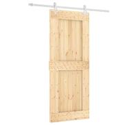 vidaXL Puerta Corredera Natural y Blanco 85 x 210 cm, Moderna sala, puerta corredera rectangular, divisoria de interior, accesorio de madera, diseño minimalista