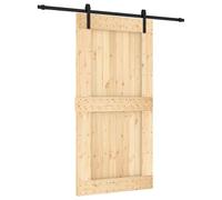 vidaXL Puerta Corredera Natural y negro 100 x 210 cm