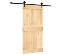 vidaXL Puerta Corredera Natural y negro 100 x 210 cm
