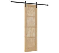 vidaXL Puerta Corredera Natural y negro 61 x 198,5 cm, Puerta interior moderna, deslizante rectangular, diseño ahorrador de espacio, madera de pino, elegante y funcional
