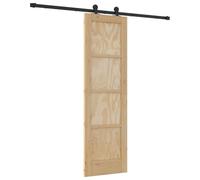 vidaXL Puerta Corredera Natural y negro 61 x 198,5 cm, Sala Moderna, Divisor Elegante, Puerta Deslizante Minimalista, Partición Funcional, Diseño Interior de Acero