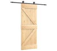 vidaXL Puerta Corredera Natural y negro 70 x 210 cm, Entrada Moderna para Sala, Puerta Corredera Rectangular, Panel Funcional, Divisor Minimalista en Madera de Pino