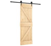 vidaXL Puerta Corredera Natural y negro 70 x 210 cm, Sala con estilo, puerta deslizante rectangular de madera, separador moderno de pino, espacio interior eficiente