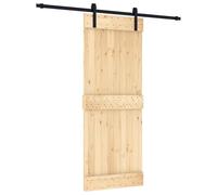 vidaXL Puerta Corredera Natural y negro 80 x 210 cm, Sala de estar, divisor moderno, puerta corrediza rectangular, panel de pino, estructura de acero, fácil de armar