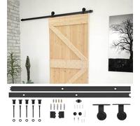 vidaXL Puerta Corredera Natural y negro 80 x 210 cm, Separador de sala, puerta corrediza rectangular, solución eficiente para el hogar, reforma con estilo moderno