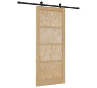 vidaXL Puerta Corredera Natural y negro 86 x 198,5 cm, Sala Moderna, Divisor Elegante, Puerta Deslizante Minimalista, Partición Funcional, Diseño Interior de Acero