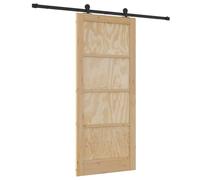 vidaXL Puerta Corredera Natural y negro 86 x 198,5 cm, Sala Moderna, Divisor Elegante, Puerta Deslizante Minimalista, Partición Funcional, Diseño Interior de Acero
