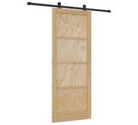 vidaXL Puerta Corredera Natural y negro 86 x 211 cm, Sala Moderna, Divisor Elegante, Puerta Deslizante Minimalista, Partición Funcional, Diseño Interior de Acero