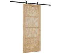 vidaXL Puerta Corredera Natural y negro 86 x 211 cm, Sala Moderna, Divisor Elegante, Puerta Deslizante Minimalista, Partición Funcional, Diseño Interior de Acero
