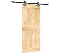 vidaXL Puerta Corredera Natural y negro 90 x 210 cm, Divisor de habitación, diseño moderno, puerta corredera rectangular, ahorra espacio, interior de madera y acero