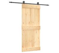 vidaXL Puerta Corredera Natural y negro 90 x 210 cm, Divisor moderno para sala, puerta corredera rectangular, panel interior DIY, diseño que ahorra espacio