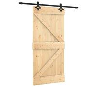 vidaXL Puerta Corredera Natural y negro 95 x 210 cm, Sala, puerta de madera beige, rectangular, deslizante, diseño minimalista, entrada con estilo, interior